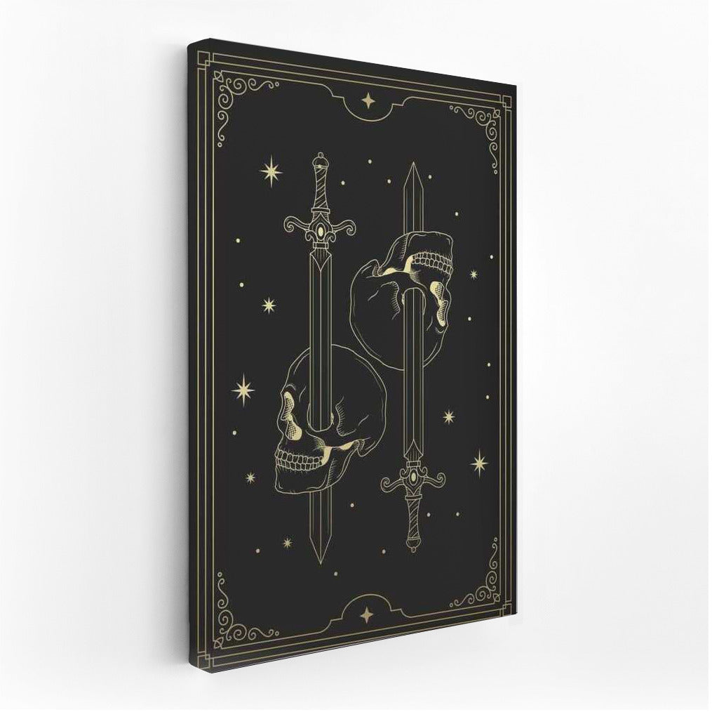 Space Duel: Swords and Skulls on a Starry Background
