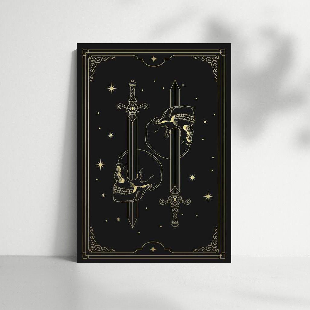 Space Duel: Swords and Skulls on a Starry Background