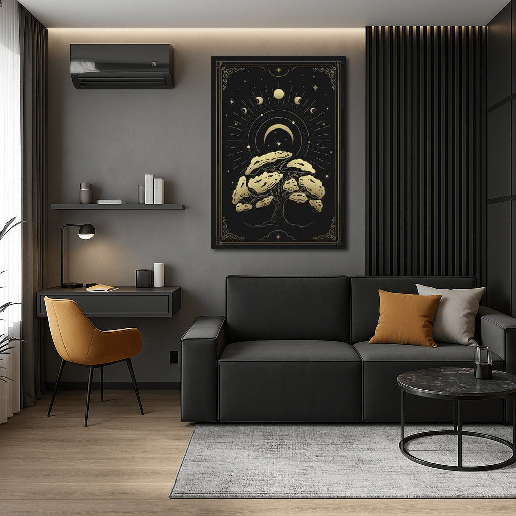 Golden Tree in Moonlight: Elegant Interior Decor