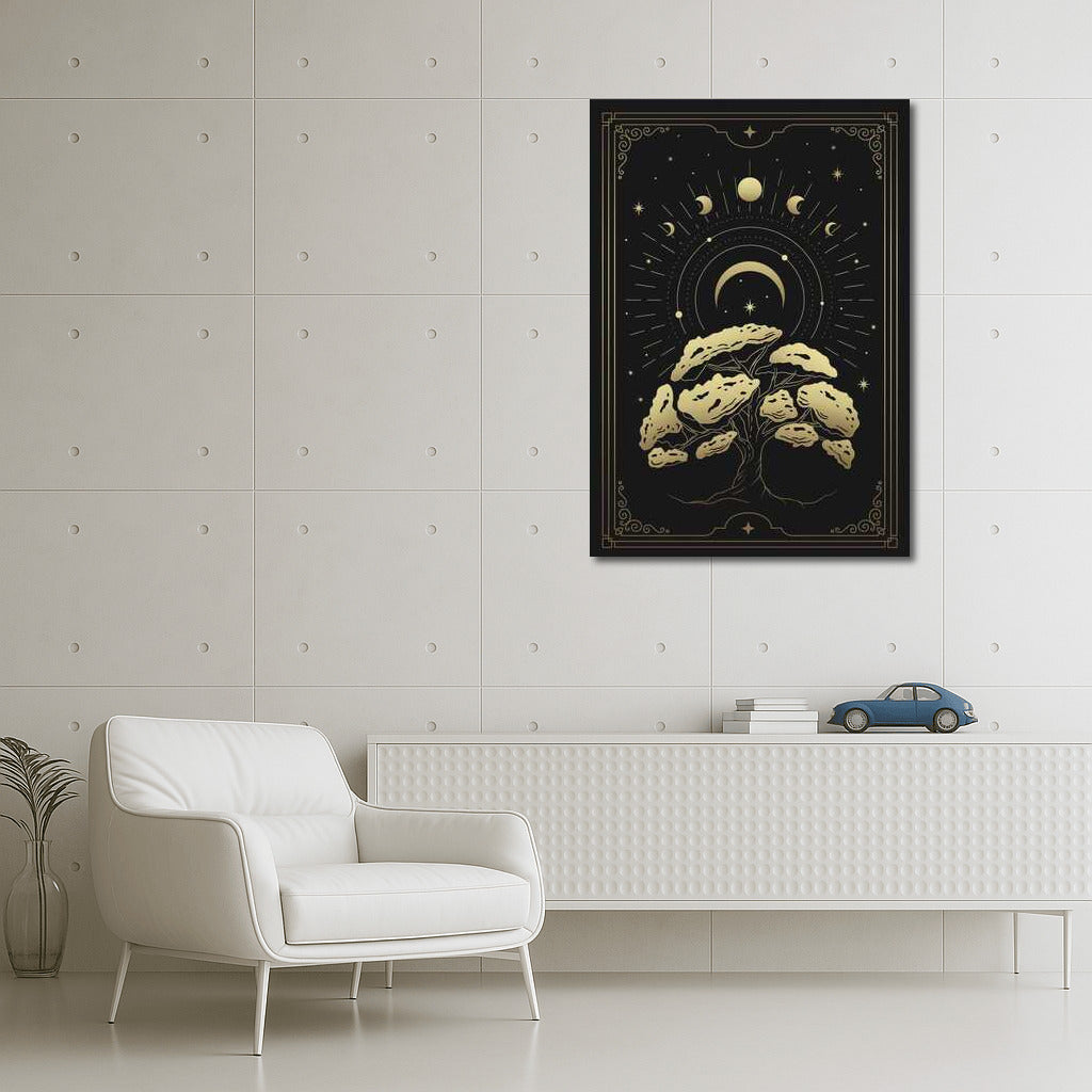 Golden Tree in Moonlight: Elegant Interior Decor