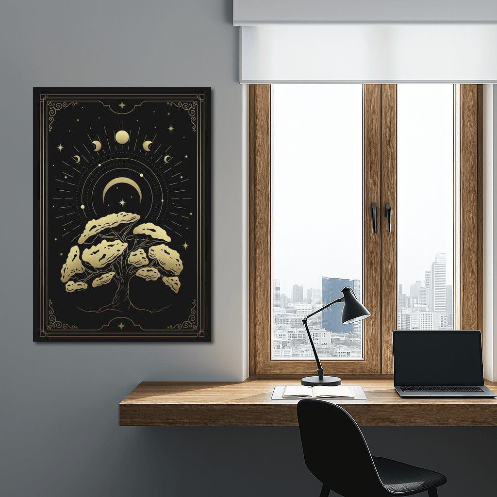 Golden Tree in Moonlight: Elegant Interior Decor