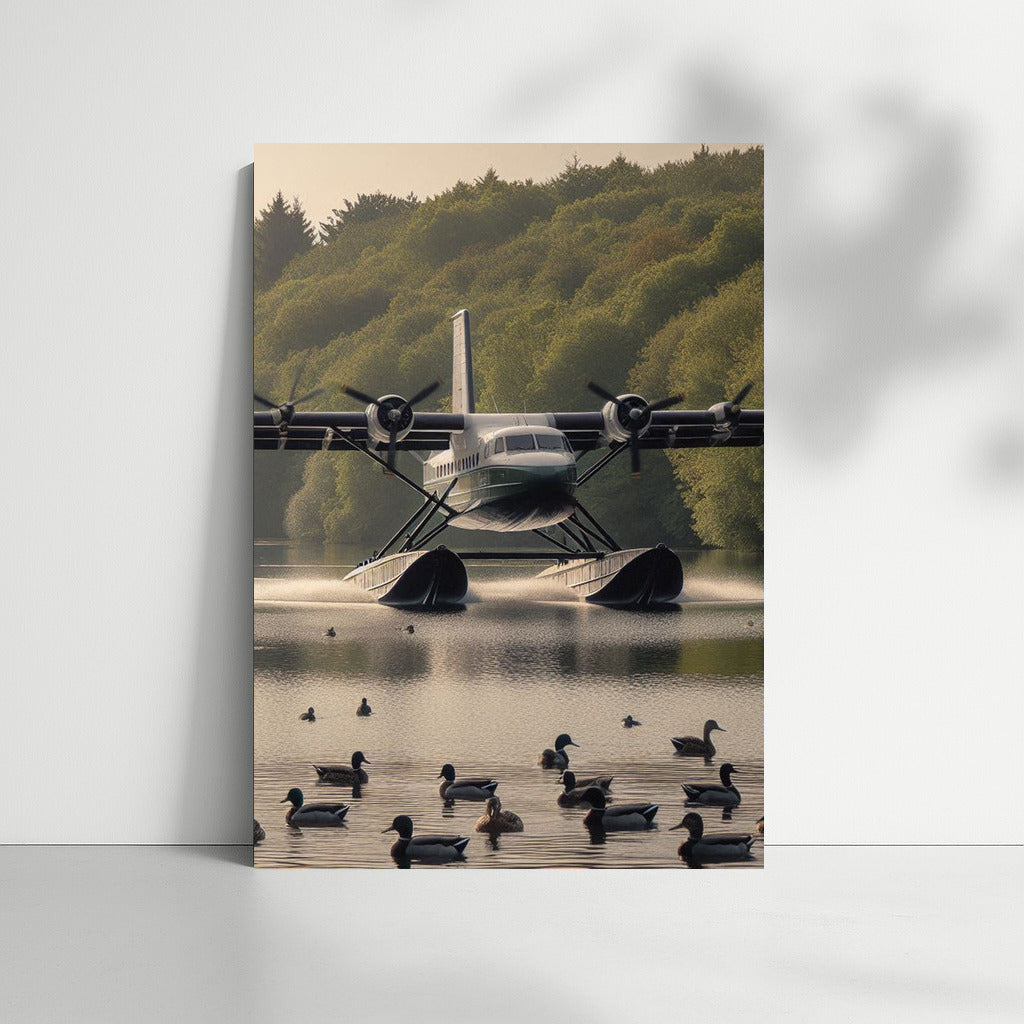 Morning Flight Over the Lake: Amphibious Aircraft Lake 3 and Ducks