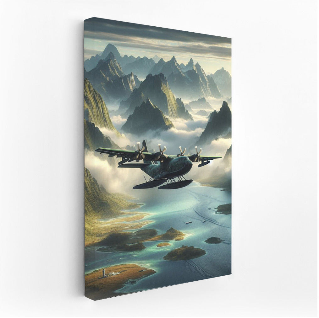 Amphibious Flight: Reflecting the Sky over Mountain Peaks