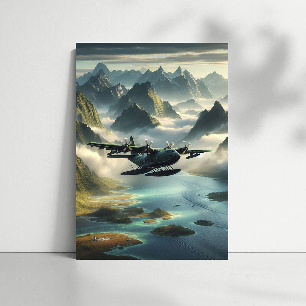 Amphibious Flight: Reflecting the Sky over Mountain Peaks