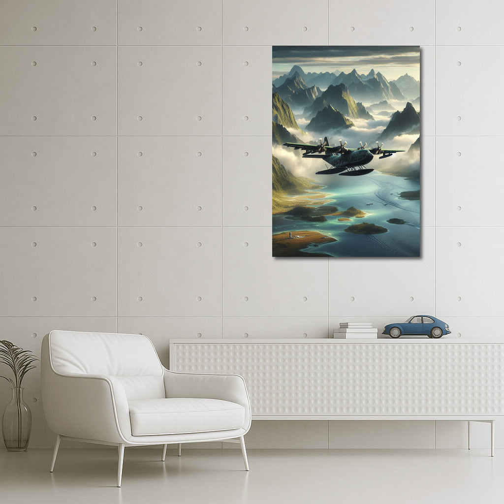 Amphibious Flight: Reflecting the Sky over Mountain Peaks