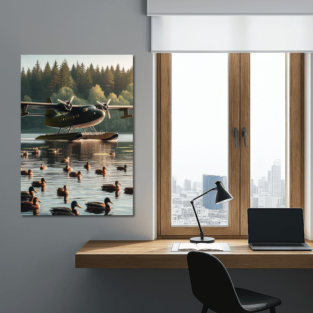 Seaplane Over the Lake: Journey into the World of Nature with Ducks