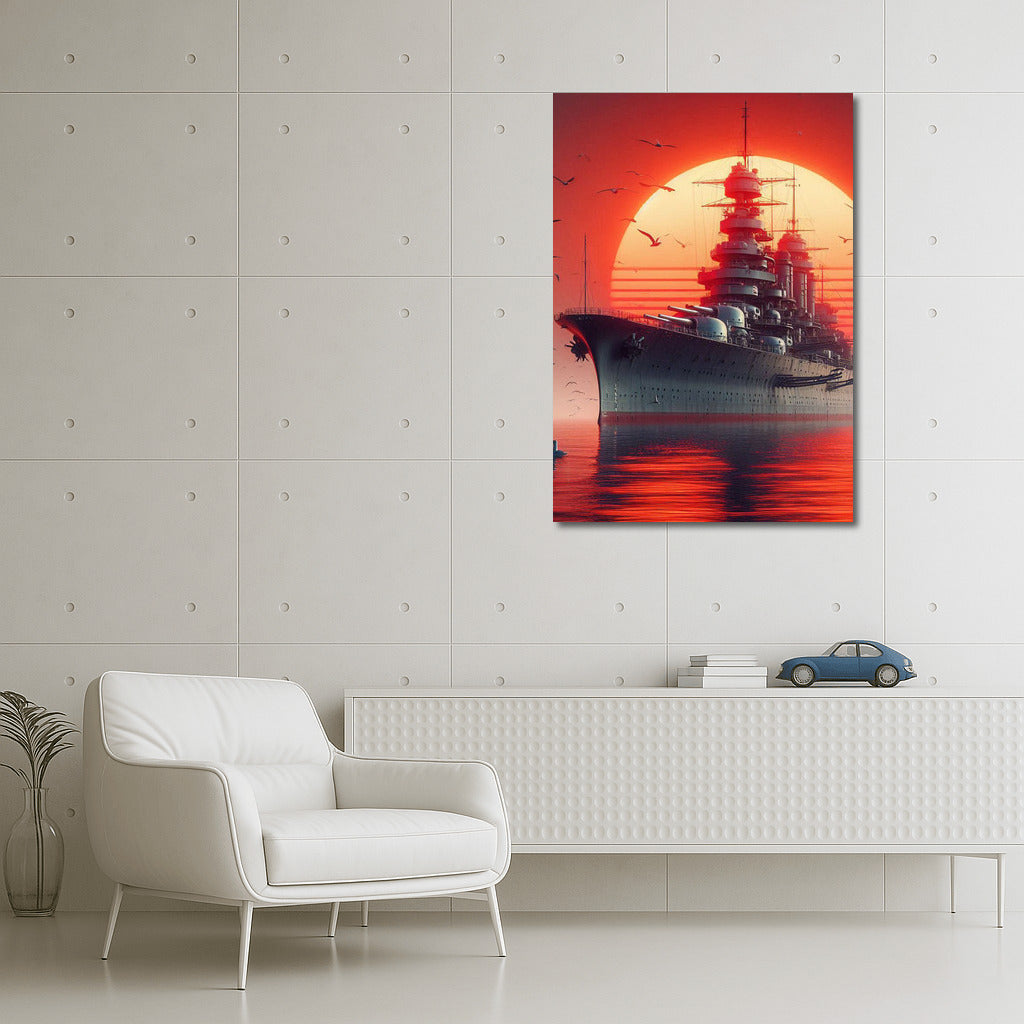 Battleship Sunset Symphony: Power and Beauty