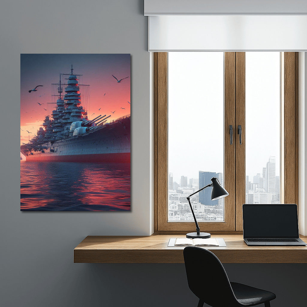 Sunset Battleships: Epic Drama on Canvas