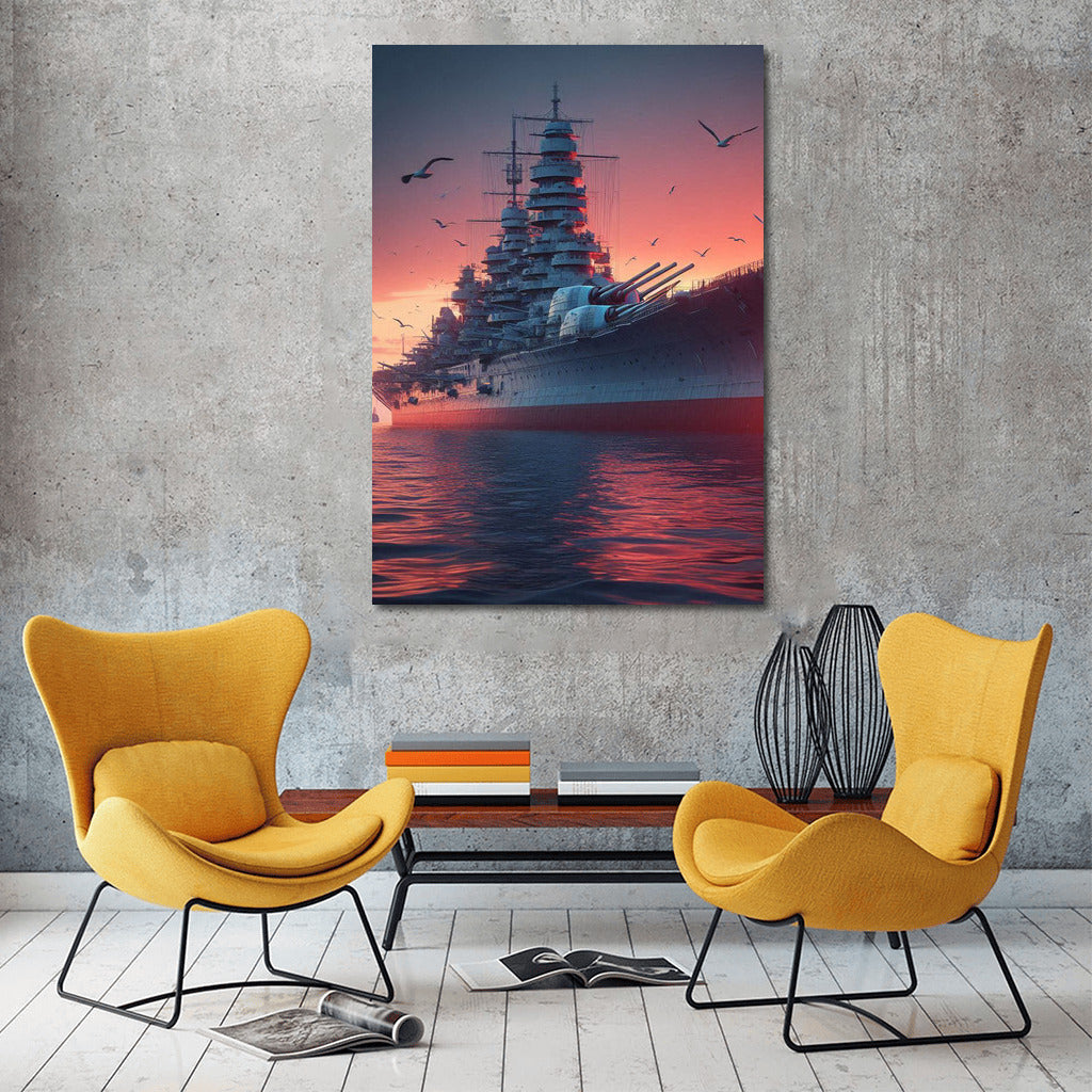 Sunset Battleships: Epic Drama on Canvas