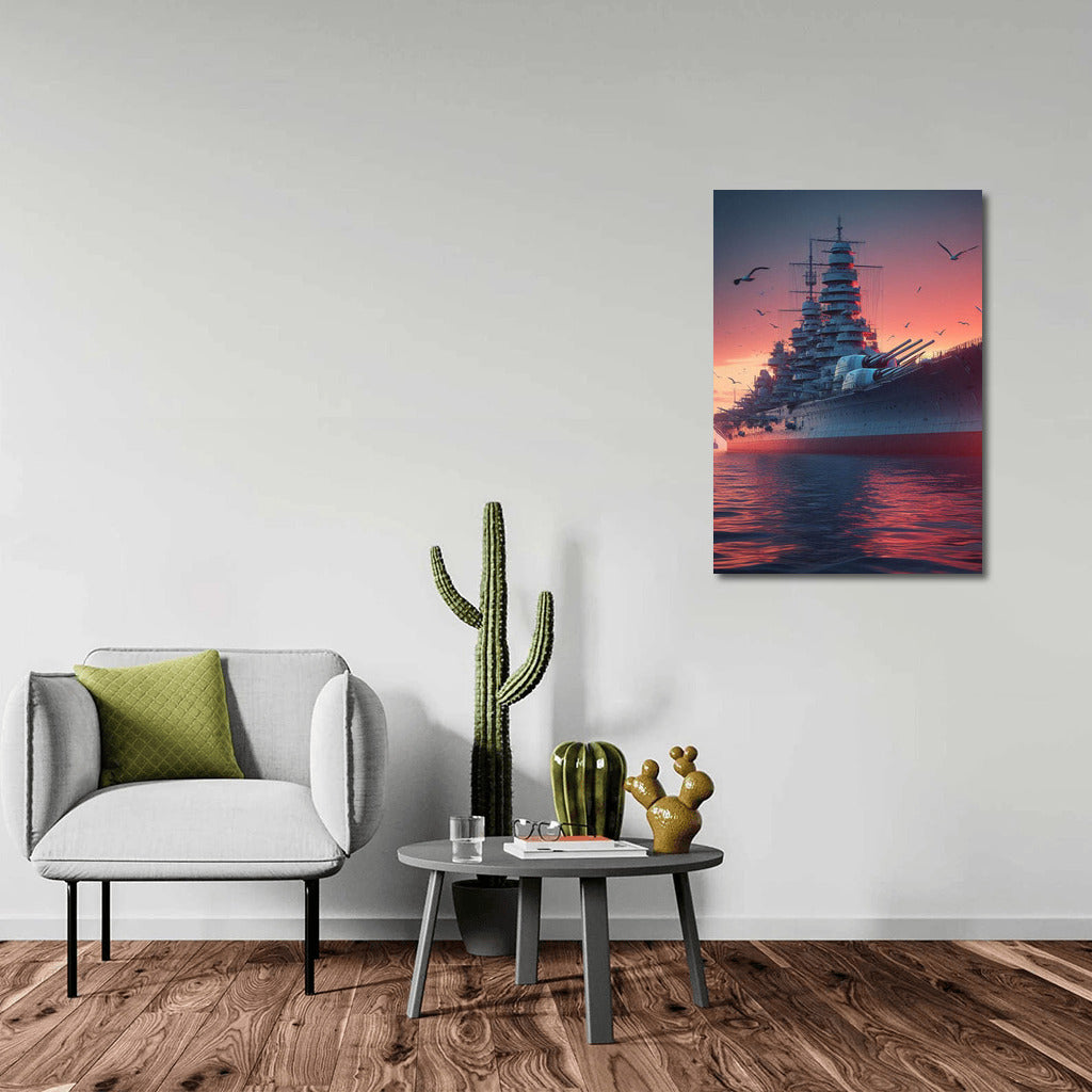 Sunset Battleships: Epic Drama on Canvas