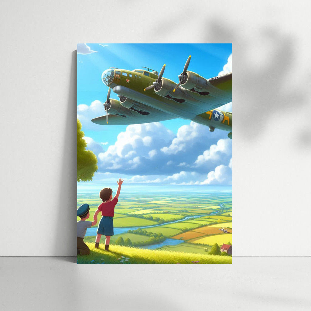 Bomber in Flight Under the Rainbow: Symbol of Dream and Freedom