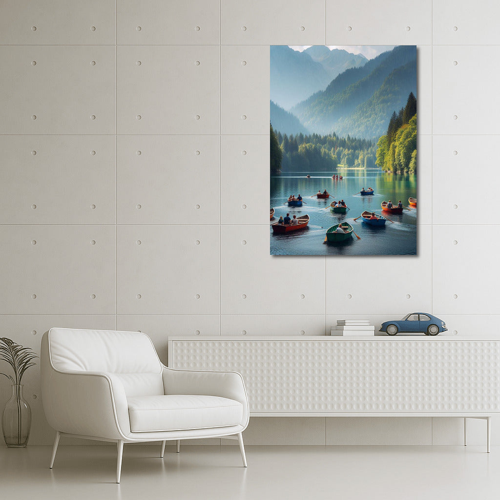 Mountain Breeze: Boats at the Foot of the Peaks