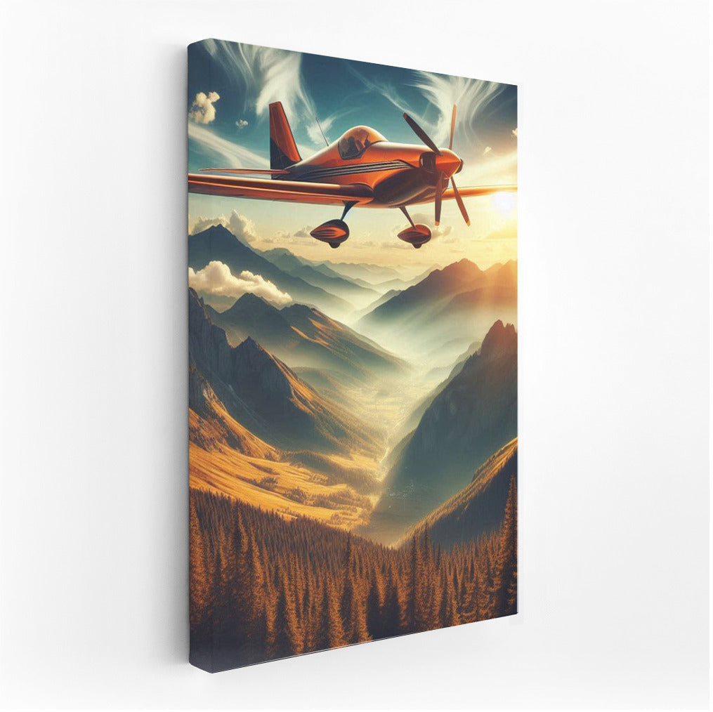 Experimental Airplane Over Mountain Landscape: Flight into Unearthly Beauty
