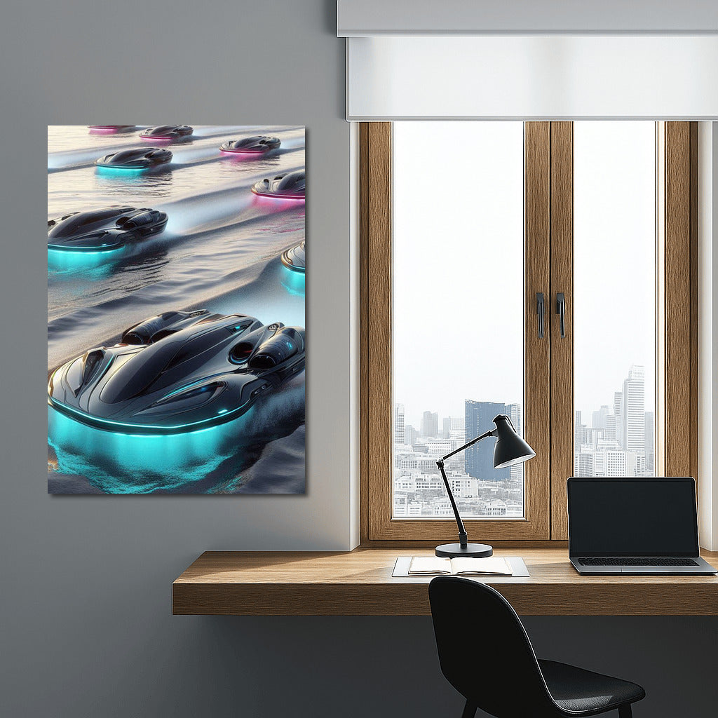 Hovercraft Shine: Futuristic Waves