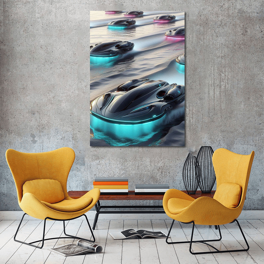 Hovercraft Shine: Futuristic Waves