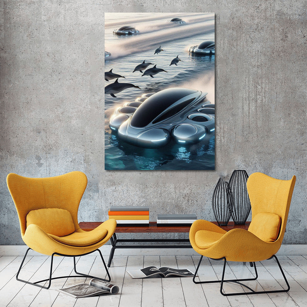 Futuristic Ships and Dolphins: Gliding on the Waves