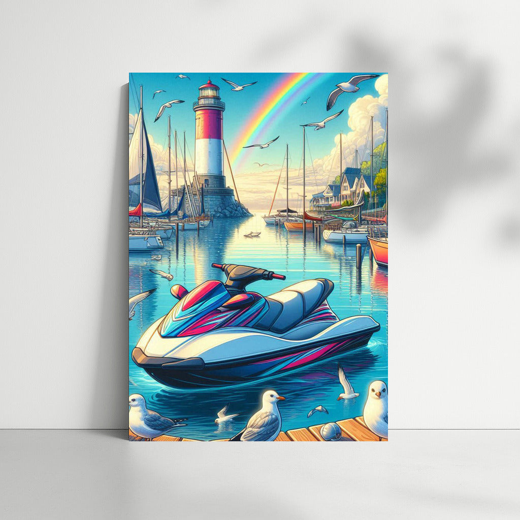 Purr Jetski and Rainbow in the Harbor: Freedom and Adventure