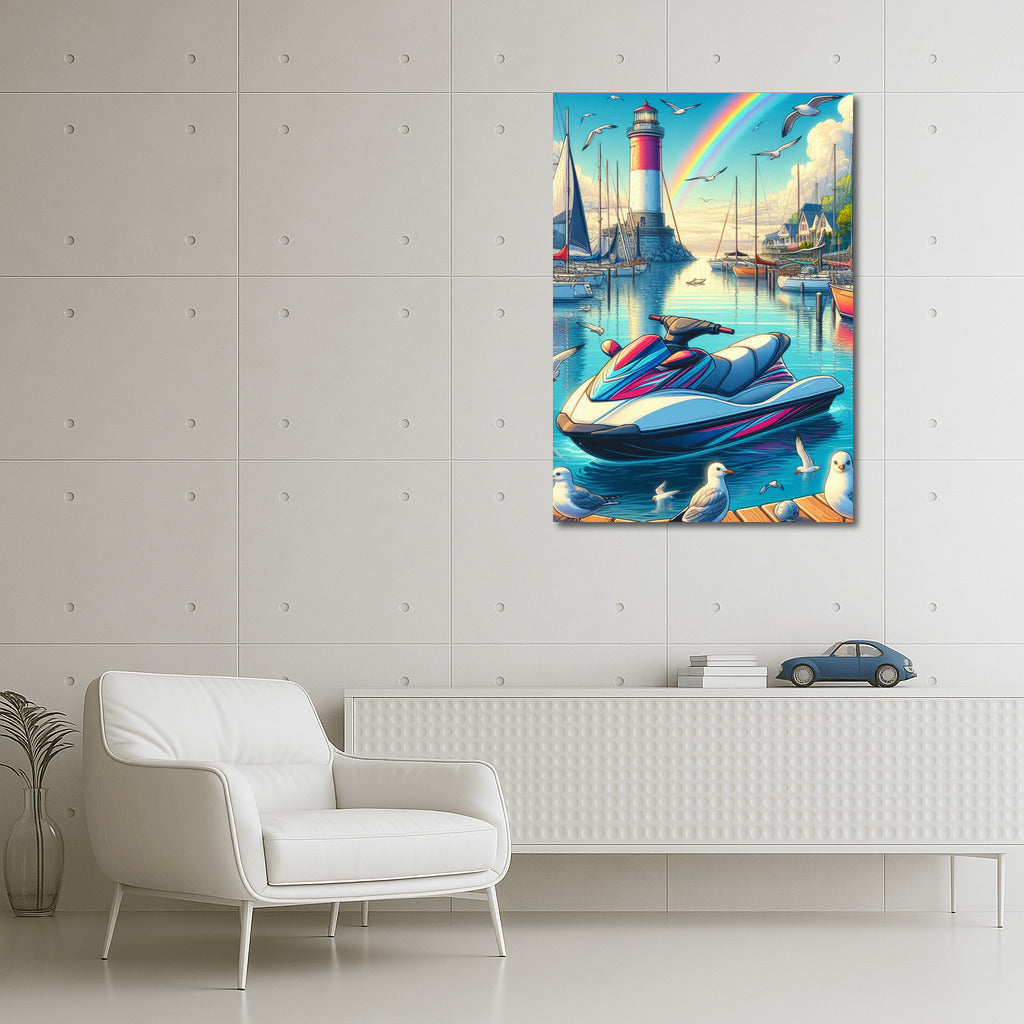 Purr Jetski and Rainbow in the Harbor: Freedom and Adventure