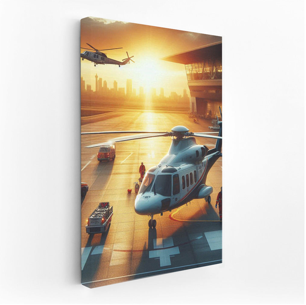 Sunset Pulse: Medivac Helicopters at the Airport