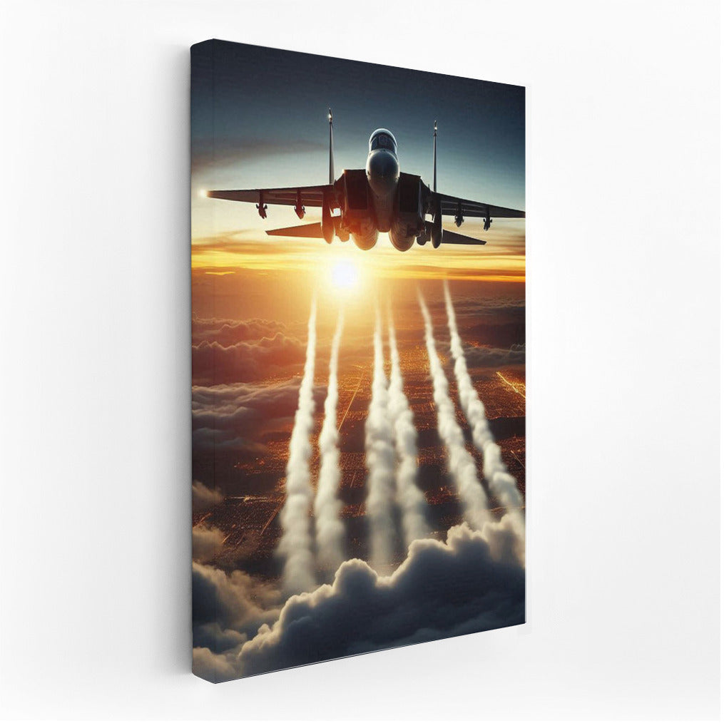 Steel Wings of Sunset: Military Jet on the Runway