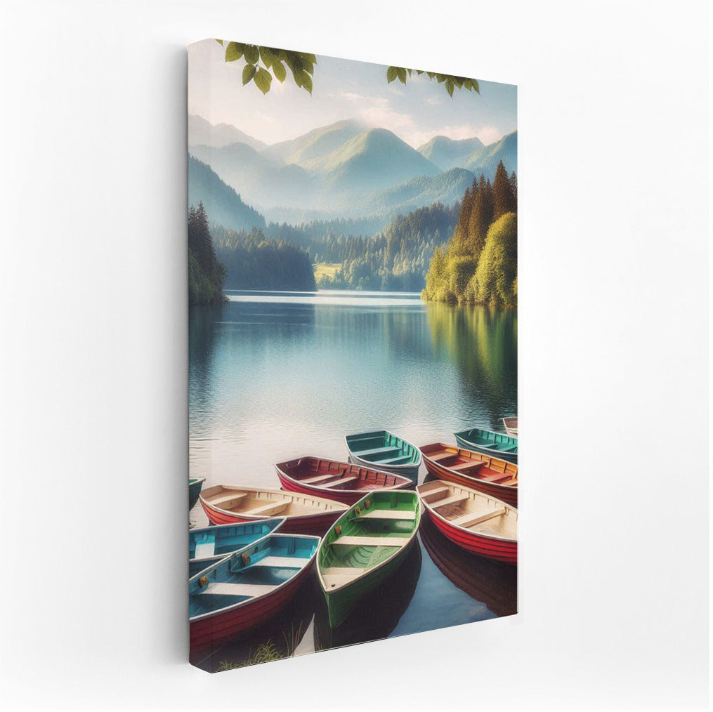 Quiet Harbor: Boats on the Lake Among the Mountains