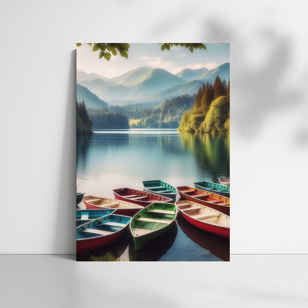 Quiet Harbor: Boats on the Lake Among the Mountains