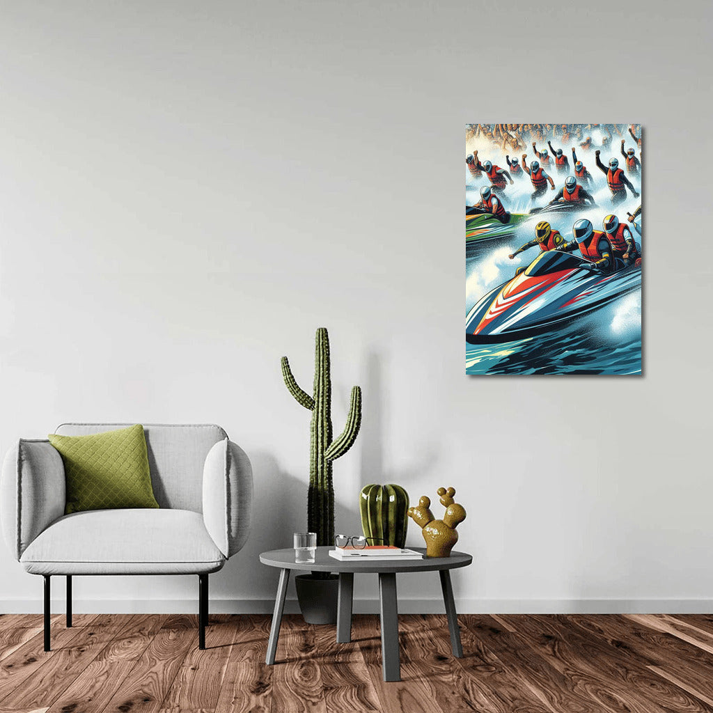 Bright Swim: Sports Boats on the River
