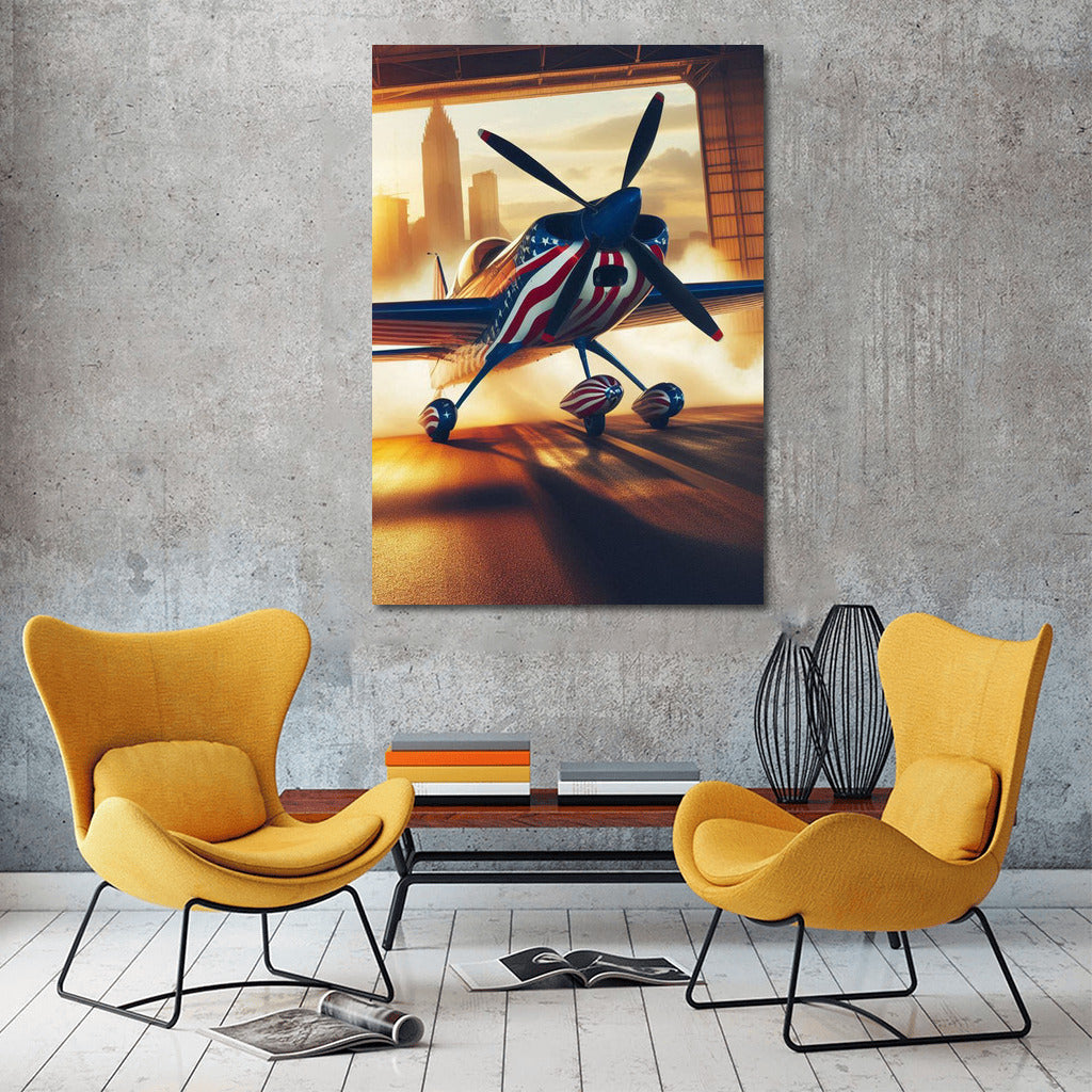 Sunset Flight: Acrobatic Airplane at the Airport