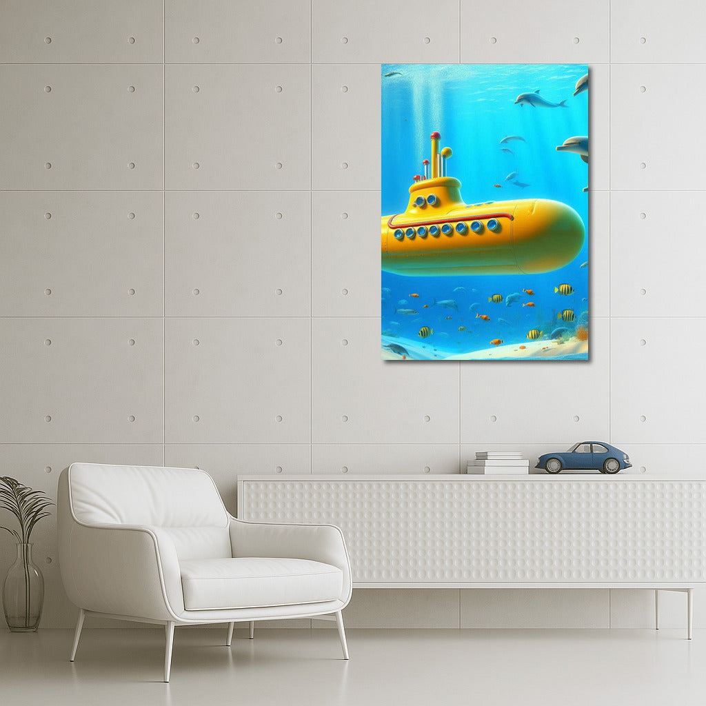 Yellow Submarine and Dolphins: Underwater Tale