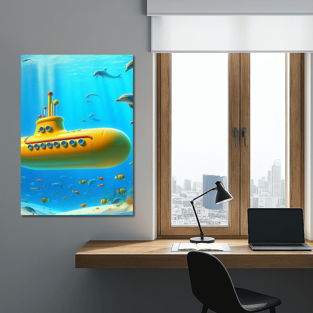 Yellow Submarine and Dolphins: Underwater Tale