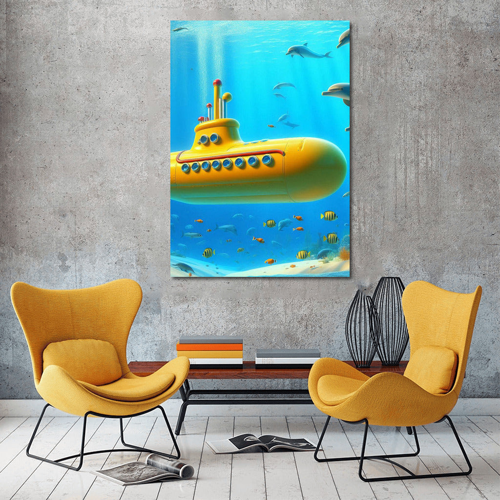 Yellow Submarine and Dolphins: Underwater Tale