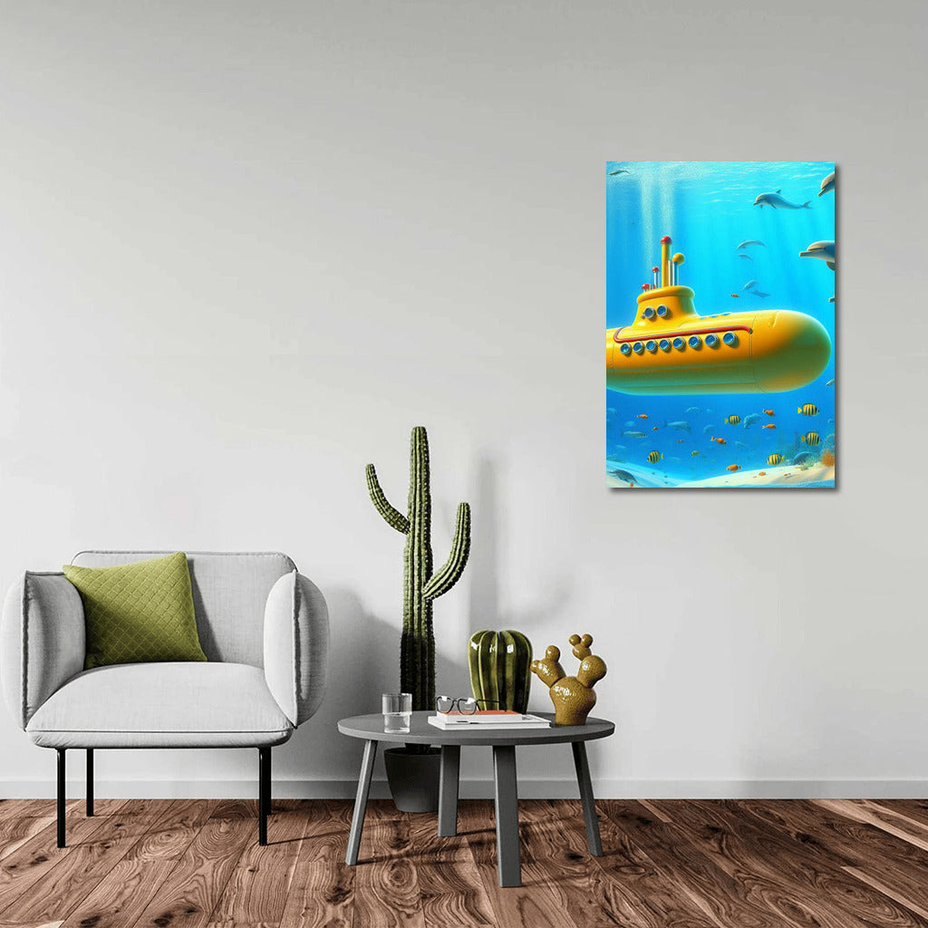 Yellow Submarine and Dolphins: Underwater Tale