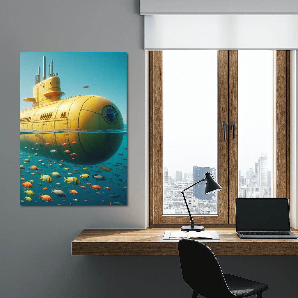 Yellow Submarine Among Colorful Fish: Ocean Adventure