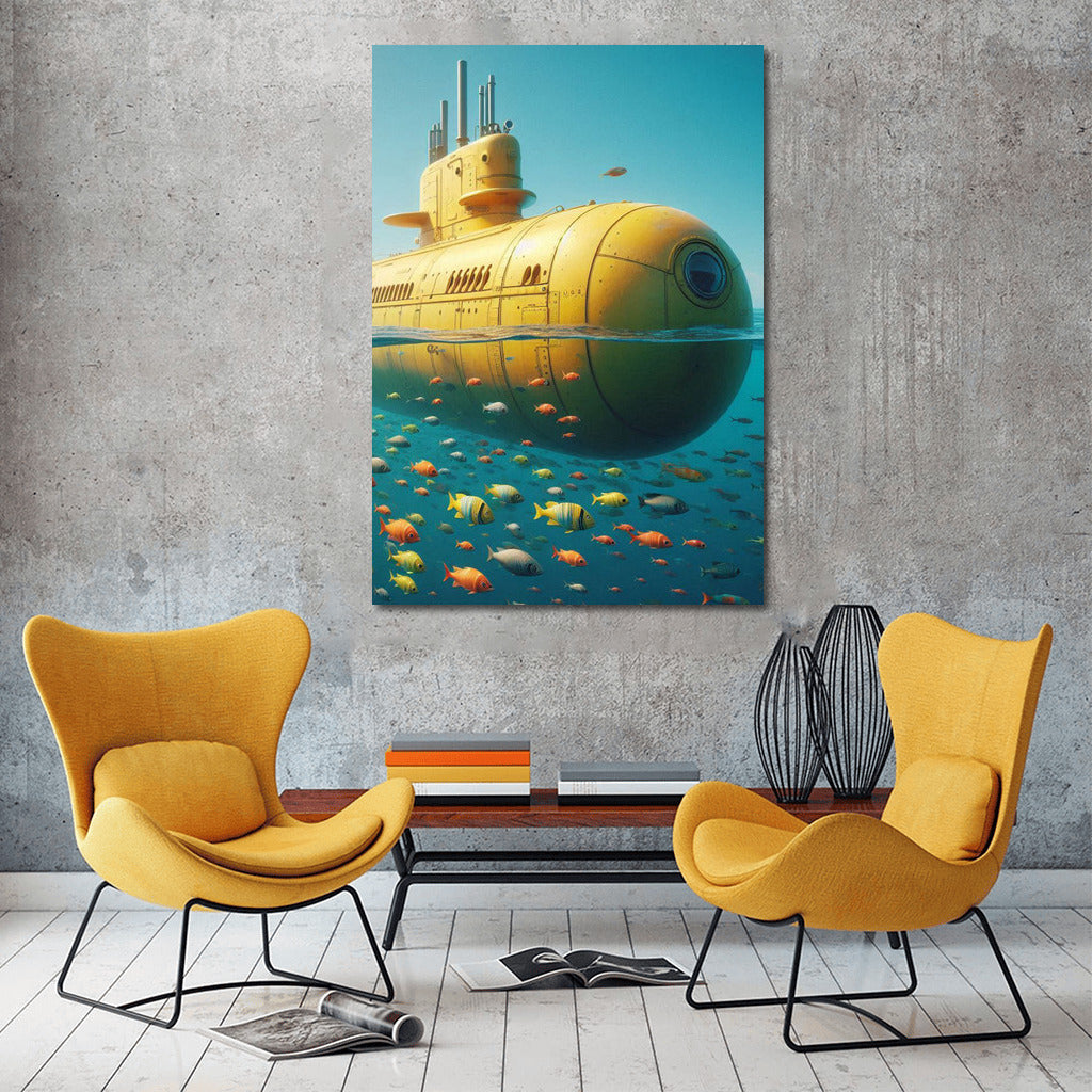 Yellow Submarine Among Colorful Fish: Ocean Adventure