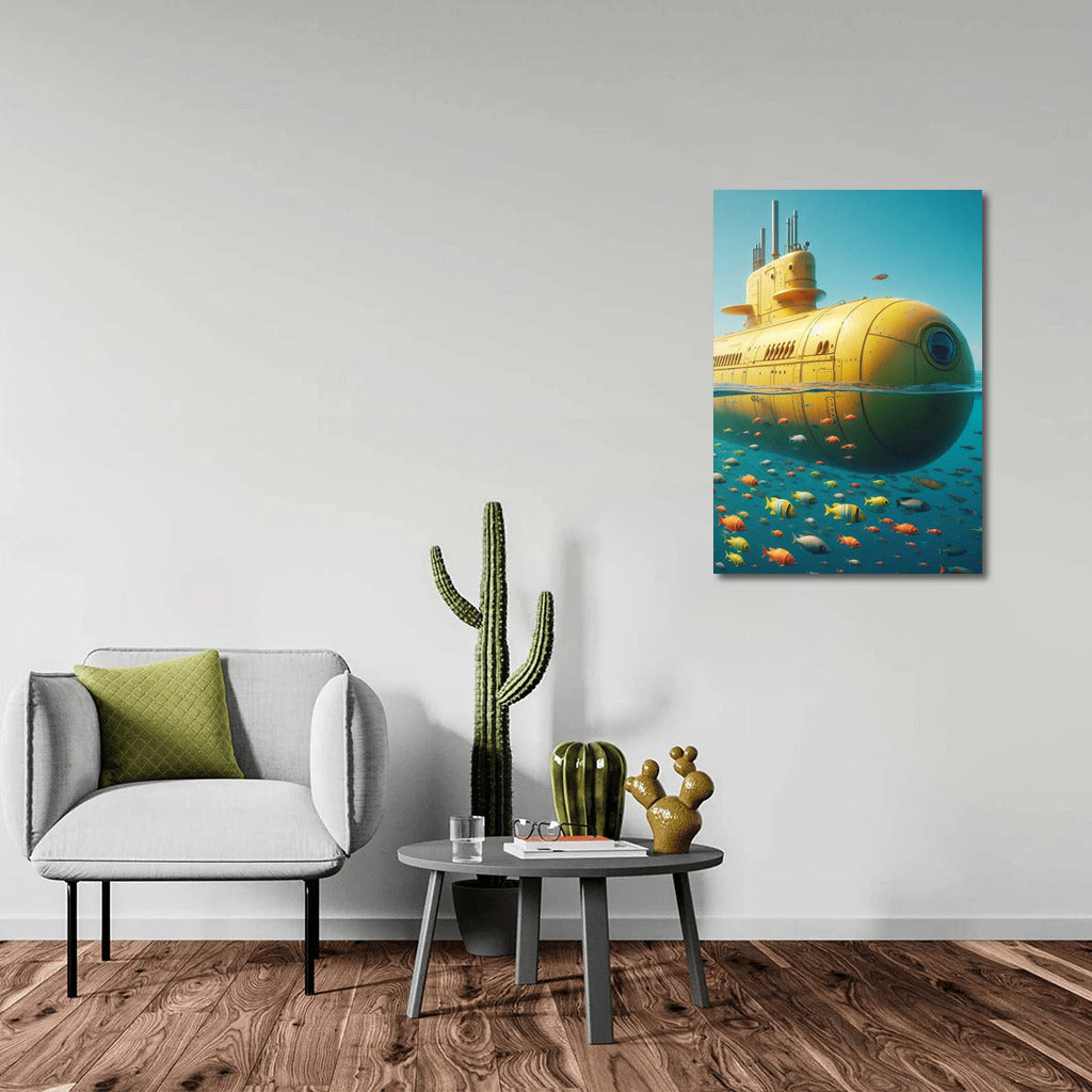 Yellow Submarine Among Colorful Fish: Ocean Adventure