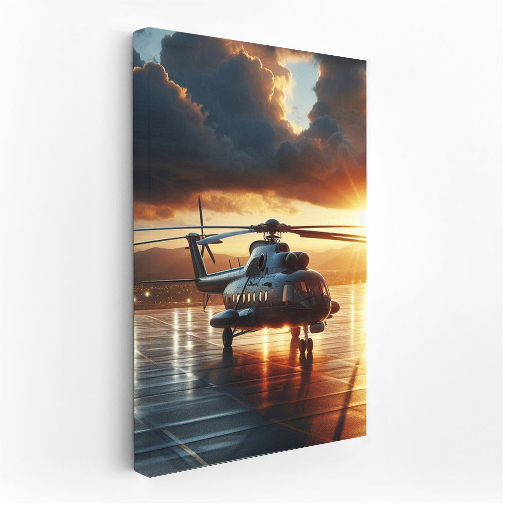 Transport Helicopters: Sunset Majesty at the Airport