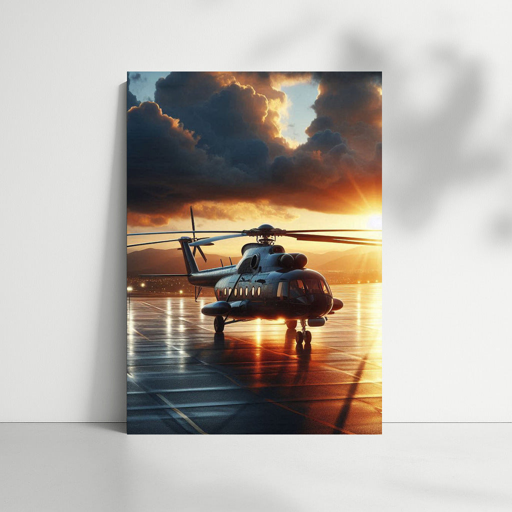 Transport Helicopters: Sunset Majesty at the Airport