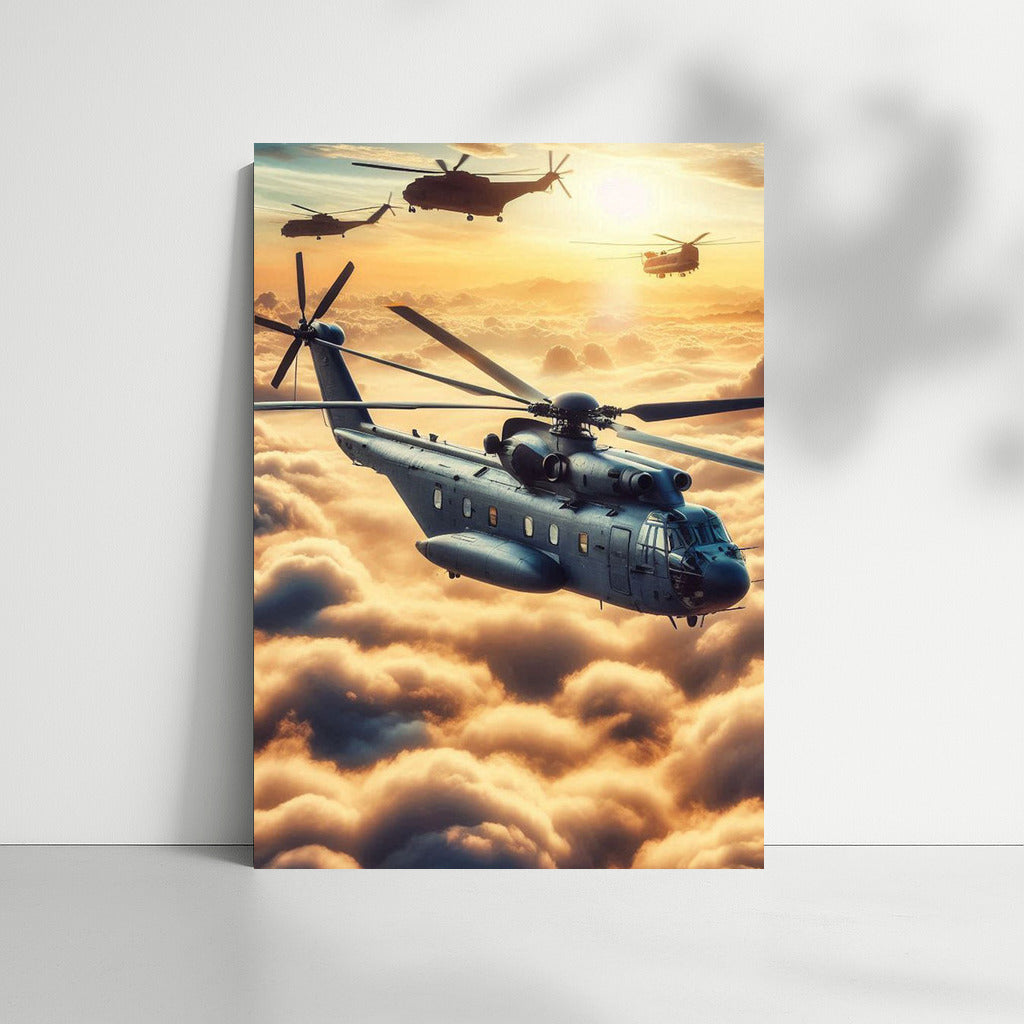 Hovering Transport Helicopters in the Clouds: Dynamics of the Skies