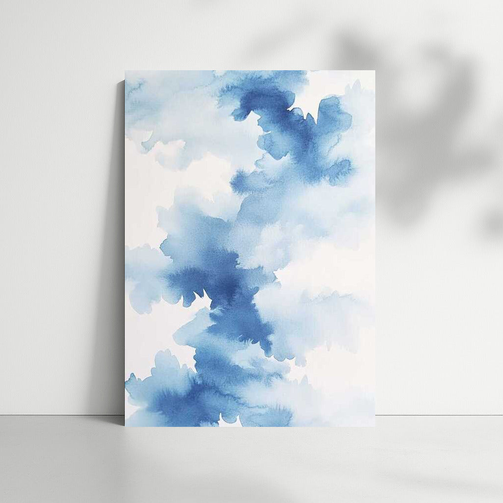 Serene Explosion: Abstract Blue Ink Stains
