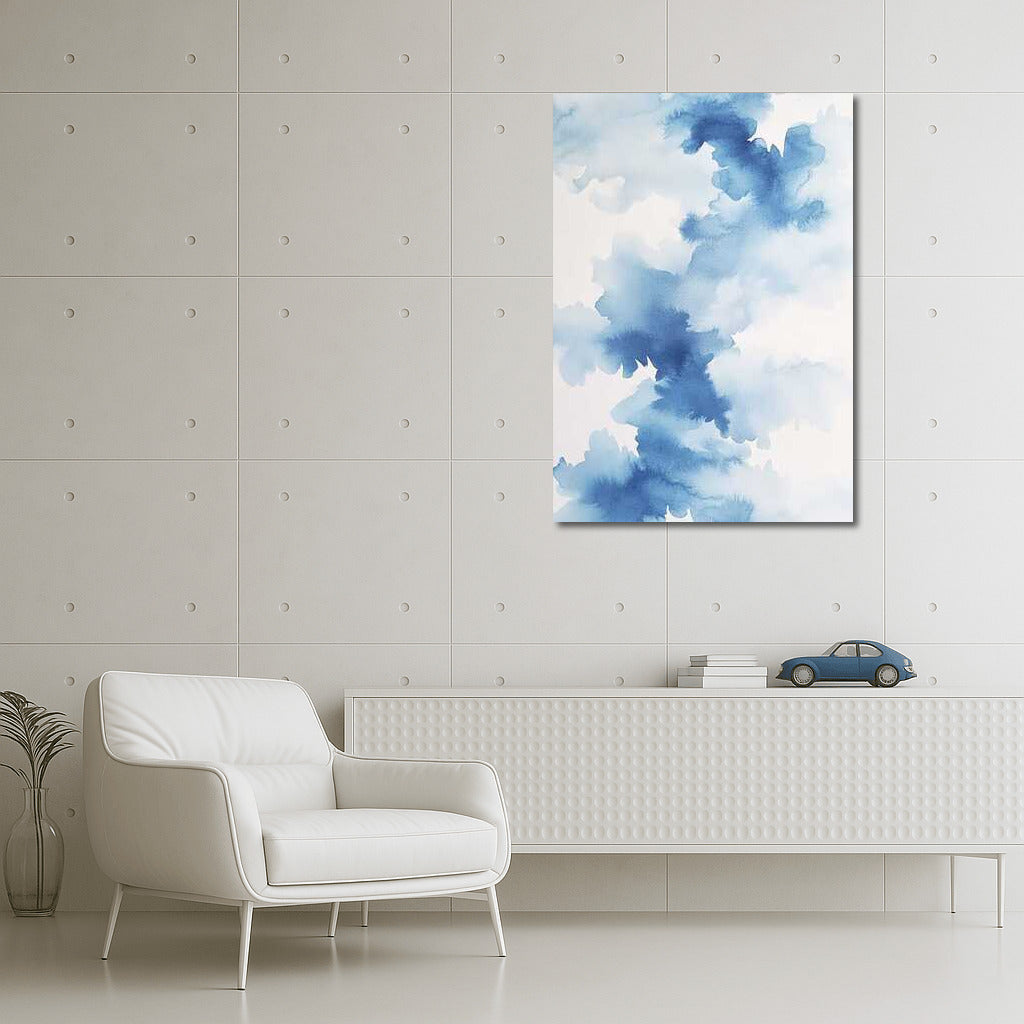 Serene Explosion: Abstract Blue Ink Stains