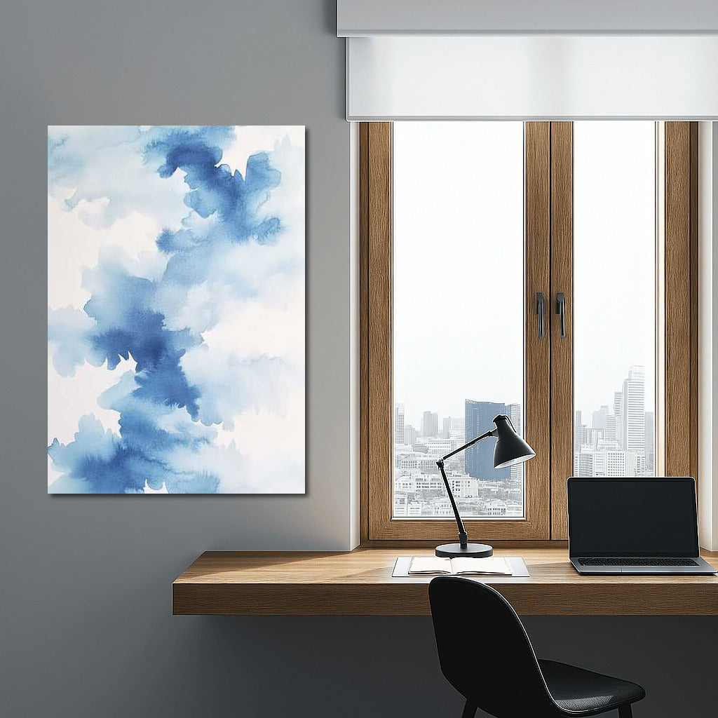 Serene Explosion: Abstract Blue Ink Stains