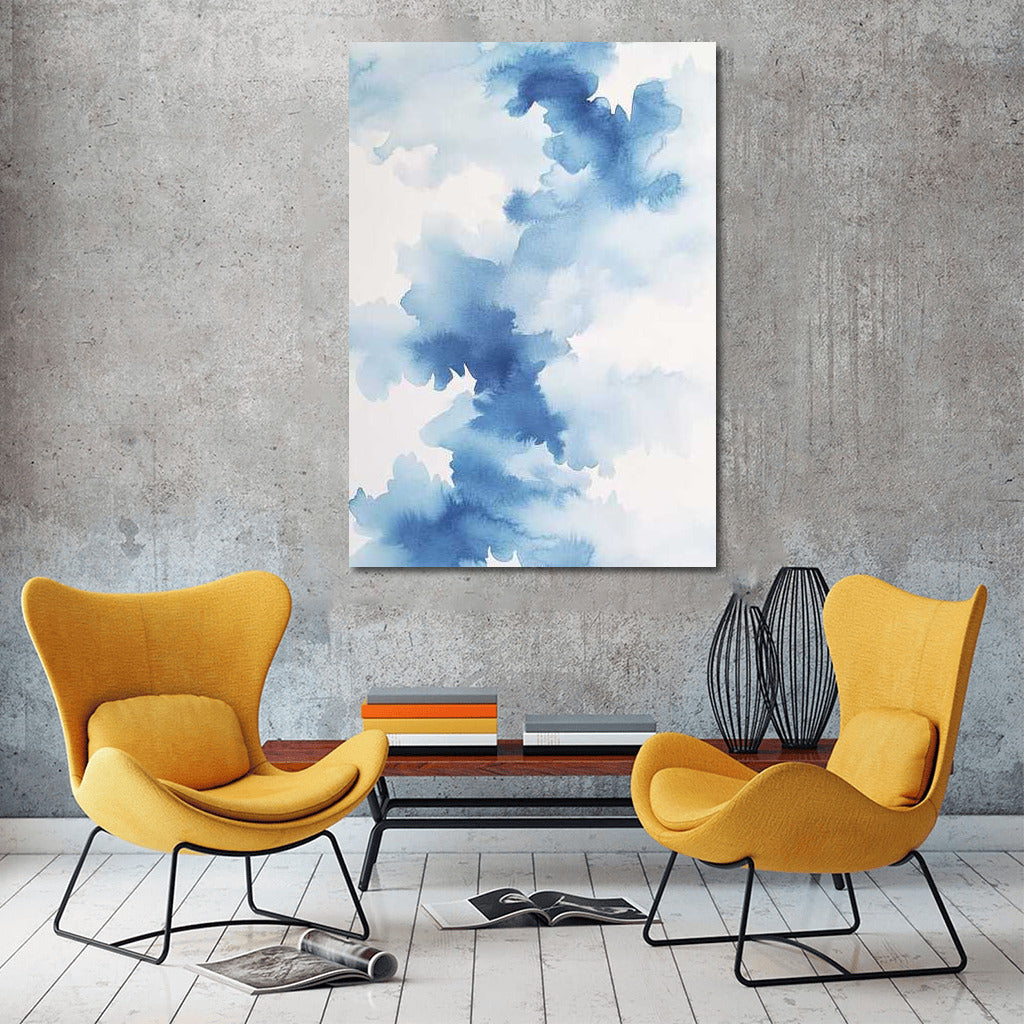 Serene Explosion: Abstract Blue Ink Stains