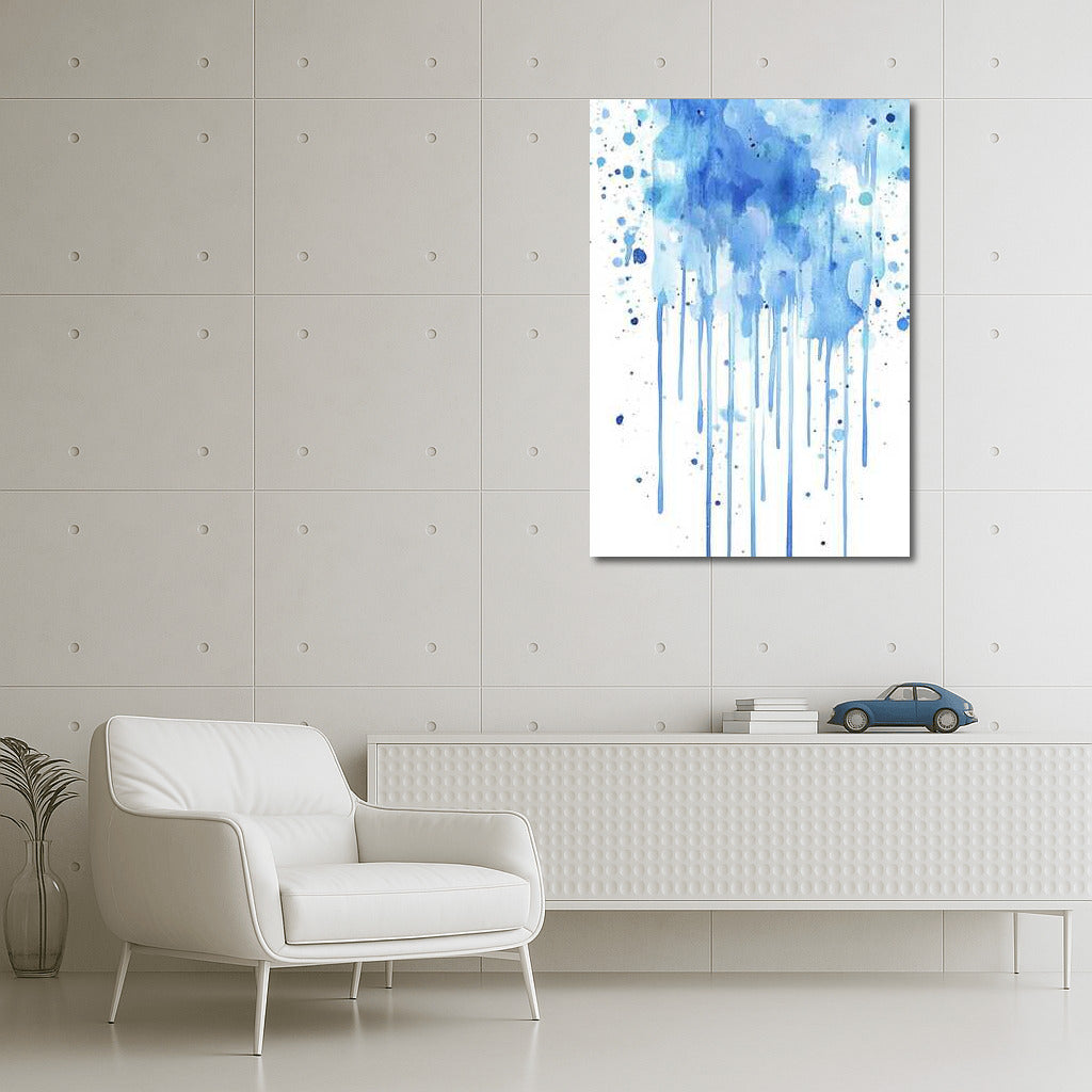 Serenity in Blue Ink Splatter: Abstract Immersion