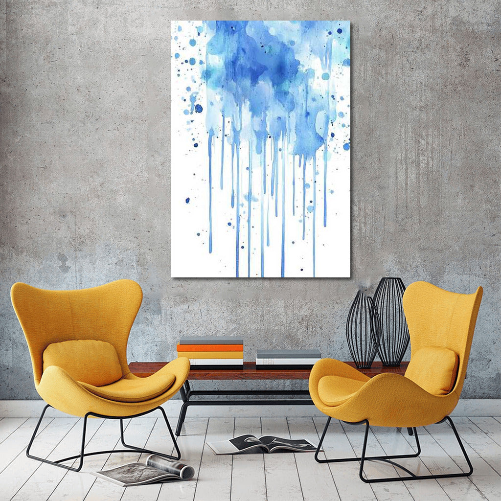 Serenity in Blue Ink Splatter: Abstract Immersion