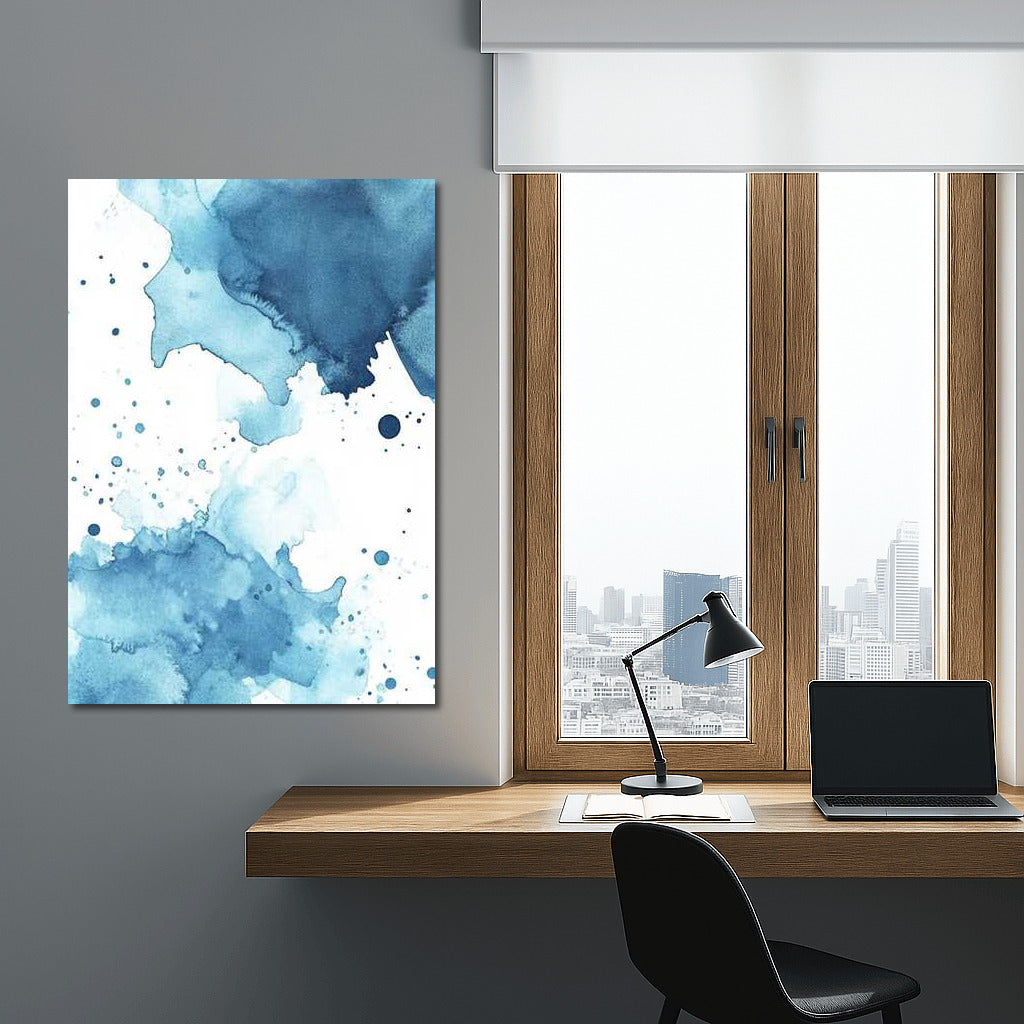 Symphony of Blue Abstraction: Ink Splash Magic