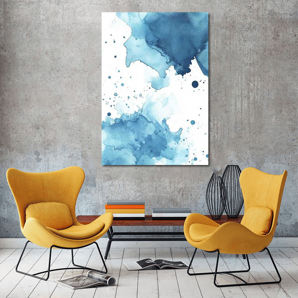 Symphony of Blue Abstraction: Ink Splash Magic