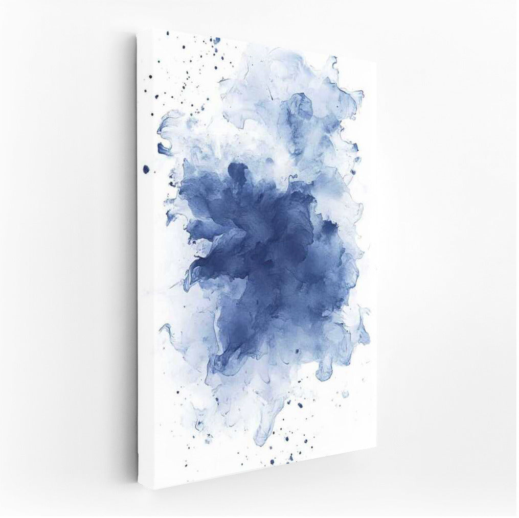 Fantasy in Blue Ink Splatter: Abstract Immersion