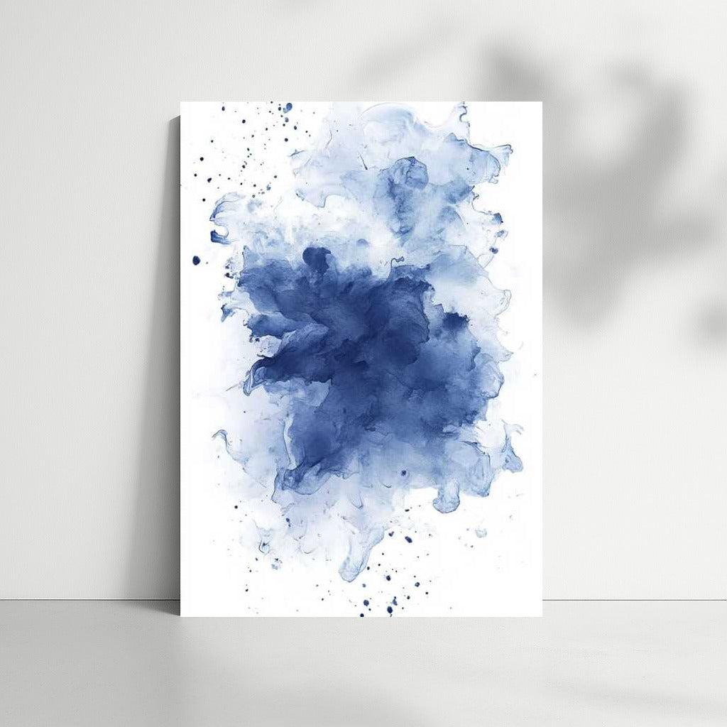 Fantasy in Blue Ink Splatter: Abstract Immersion