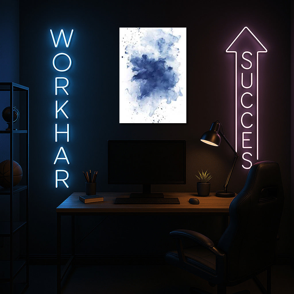 Fantasy in Blue Ink Splatter: Abstract Immersion