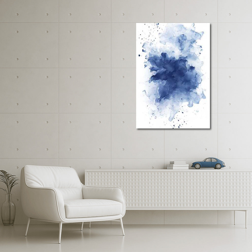Fantasy in Blue Ink Splatter: Abstract Immersion